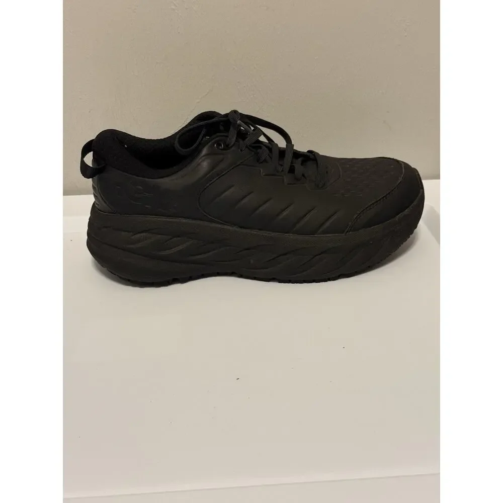 Hoka One One Bondi SR 1110521 BBLC Women's Size US 9 Black Leather Sneakers
